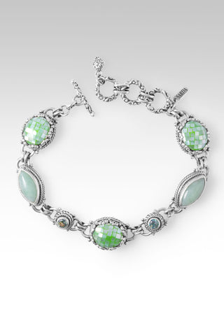 I'm Feeling Blessed Bracelet™ in Seafoam Mother of Pearl Mosaic, Burmese Jade & Bali Crush™ Mystic Topaz 6.75 - 7.5