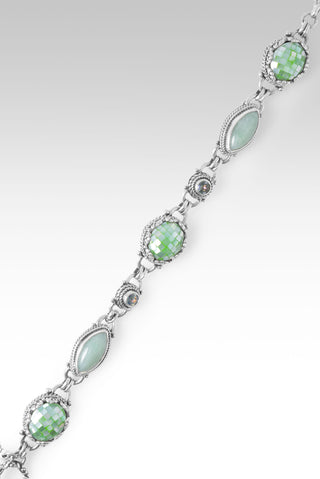 I'm Feeling Blessed Bracelet™ in Seafoam Mother of Pearl Mosaic, Burmese Jade & Bali Crush™ Mystic Topaz 6.75 - 7.5
