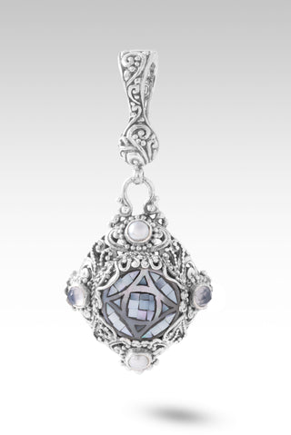 Love Restores Broken Pendant™ in Mother of Pearl & Abalone Mosiac Diamond, Freshwater Pearl & Serenity Blue Chalcedony