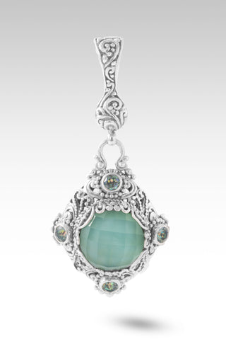 Love Restores Broken Pendant™ in Sea Green Chalcedony Mother of Pearl Quartz & Bali Crush™ Mystic Topaz