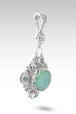 Love Restores Broken Pendant™ in Sea Green Chalcedony Mother of Pearl Quartz & Bali Crush™ Mystic Topaz
