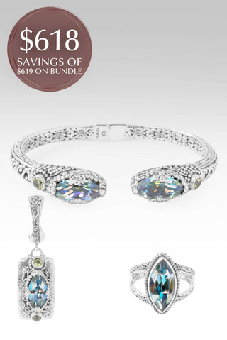 My GOD Will in Green Reflections™ Mystic Quartz Bundle (Size 7 Ring & Size 7.25 Bracelet)