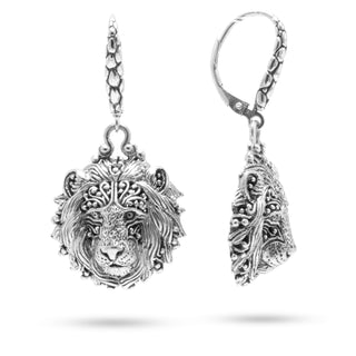 Sterling Silver "Be Courageous" Lion French Wire Earrings