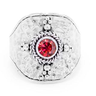 Sterling Silver Hammered Red Velvet Mystic Moissanite Ring™