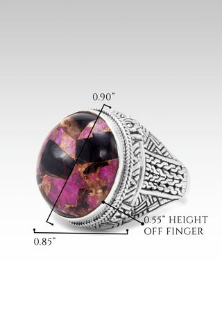 Among the Reeds Ring™ in Pink Calcite, Obsidian & Bronze - Statement - SARDA™