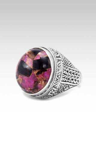 Among the Reeds Ring™ in Pink Calcite, Obsidian & Bronze - Statement - SARDA™