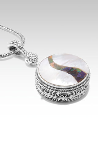 Be the Light Locket Pendant™ In White Mother of Pearl with Ammolite Inlay Doublet - Magnetic Enhancer Bail - SARDA™
