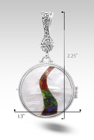 Be the Light Locket Pendant™ In White Mother of Pearl with Ammolite Inlay Doublet - Magnetic Enhancer Bail - SARDA™