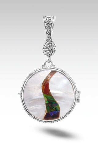 Be the Light Locket Pendant™ In White Mother of Pearl with Ammolite Inlay Doublet - Magnetic Enhancer Bail - only found at SARDA™