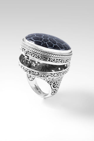 Be the Light Locket Ring™ In Black Indonesian Coral - Statement - SARDA™