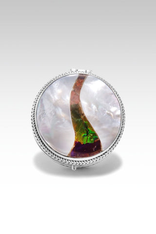 Be the Light Locket Ring™ In White Mother of Pearl with Ammolite Inlay Doublet - Statement - SARDA™