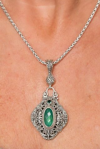Blessings Follow Pendant™ in Green Onyx & Quartz & Mermaid Green™ Mystic Topaz - Multi Stone - only found at SARDA™