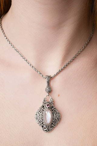 Blessings Follow Pendant™ in Pink Opal Mother Of Pearl Quartz & Pale Plum™ Mystic Topaz - Multi Stone - only found at SARDA™