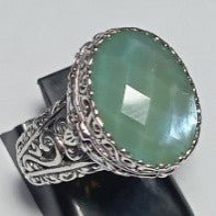 Bring About Peace Ring™ in Sea Green Chalcedony Mother Of Pearl Quartz - Dinner - only found at SARDA™