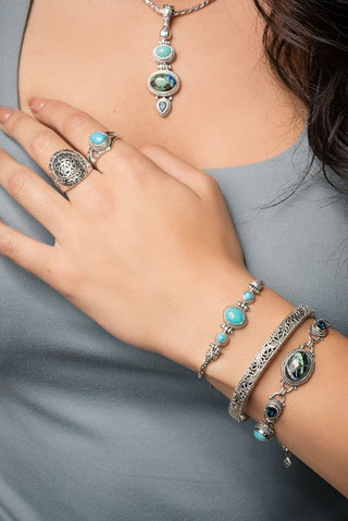 Every Trial Lifted Bracelet™ in Bali Blue Barite, Mexican Turquoise & London Blue Topaz - Multi Stone - only found at SARDA™