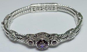 Faith Made Stronger Bangle Bracelet™ in Aureste™ Mystic Quartz & Red Velvet Zircon - Bangle - only found at SARDA™