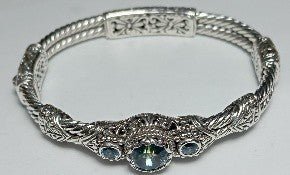 Faith Made Stronger Bangle Bracelet™ in Cockatoo Daze™ Mystic Quartz & Swiss Blue Topaz - Bangle - only found at SARDA™
