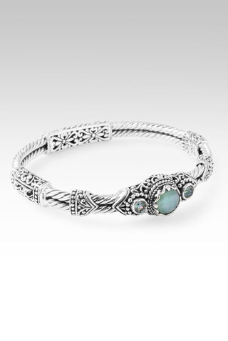 Faith Made Stronger Bangle Bracelet™ in Sea Green Chalcedony Mother of Pearl Quartz & Bali Crush™ Mystic Topaz - Bangle - only found at SARDA™