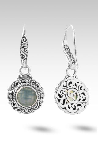 Faith Moves Mountains Earrings™ in Sea Green Chalcedony Mother of Pearl Quartz - Bali Wire - only found at SARDA™