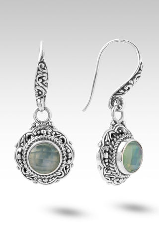 Faith Moves Mountains Earrings™ in Sea Green Chalcedony Mother of Pearl Quartz - Bali Wire - only found at SARDA™