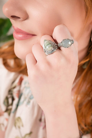 Floral Harmony Ring™ in Green Opal - Dinner - only found at SARDA™