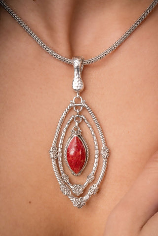 Flourishing Faith Pendant™ in Red Sponge Coral - Magnetic Enhancer Bail - only found at SARDA™