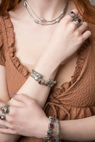 Flowering Grace Tip - to - Tip Bracelet™ in Odyssey Twilight Ecstasy™ Mystic Quartz & Ardent™ Mystic Topaz - Bangle - only found at SARDA™