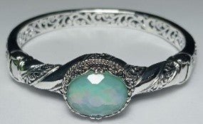 Forgiveness Given Bangle Bracelet™ in Sea Green Chalcedony Mother Of Pearl Quartz - Bangle - only found at SARDA™