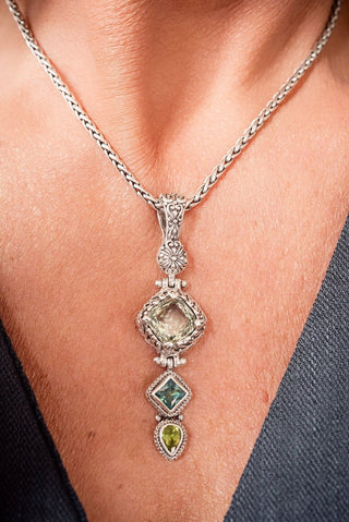Glory To U Alone Pendant™ in Prasiolite, Peridot & Bali Crush™ Mystic Topaz - Multi Stone - only found at SARDA™