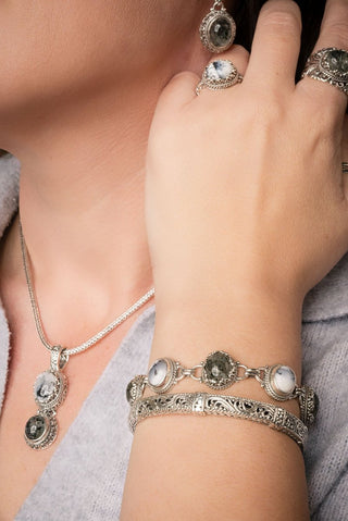 God Will Fix It Bracelet™ in Sagenitic Quartz & Dendritic Opal - Multi Stone - only found at SARDA™