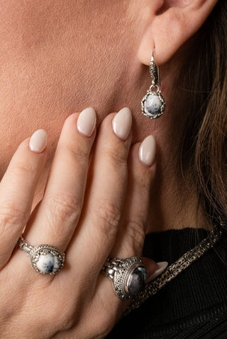 God Will Fix It Earrings™ in Dendritic Opal - Bali Wire - only found at SARDA™