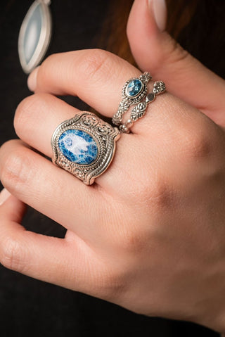 God's Grace Ring™ in Navy Blue Indonesian Coral - Dinner - only found at SARDA™