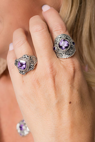 God's Peace Promise Ring II™ in Plum Lab Created Sapphire - Dinner - only found at SARDA™
