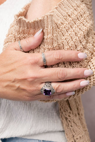 God's Peace Promise Ring™ in Plum Lab Cretaed Sapphire - Dinner - only found at SARDA™