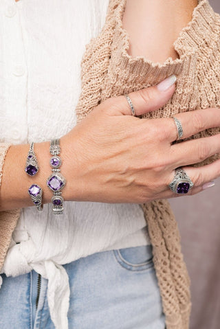 God's Peace Promise Tip - to - Tip Bracelet™ in Plum Lab Created Sapphire & Brazilian Amethyst - Tip - to - Tip - only found at SARDA™