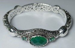 Graceful Beauty Bangle Bracelet™ in Green Onyx & Bali Hai™ Mystic Topaz - Bangle - only found at SARDA™