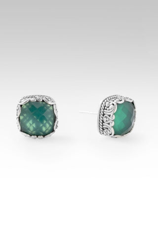 Healing, Let It Begin Earrings™ in Green Onyx & Quartz - Stud - only found at SARDA™