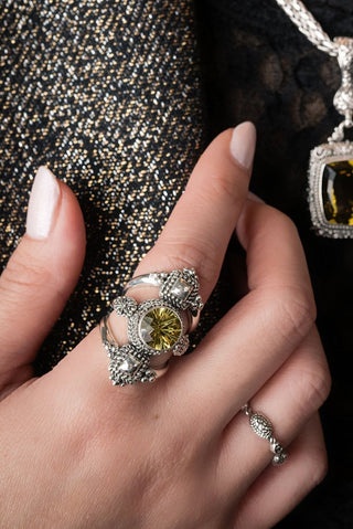 Heavenly Whispers Ring II™ in Olive Quartz - Statement - only found at SARDA™