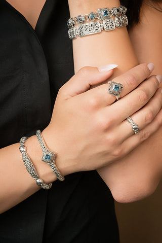 Hello Blessings, Goodbye Never Enough Bangle Bracelet™ in London Blue Topaz - Bangle - only found at SARDA™