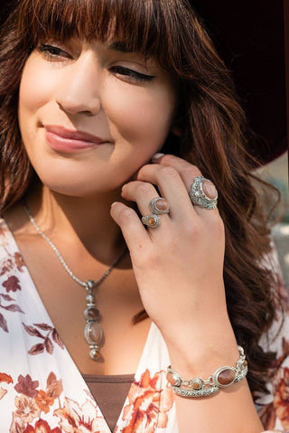 Hello New Day, Goodbye Past Ring™ in Peach Sunstone & Gold Sunstone - Bypass - only found at SARDA™