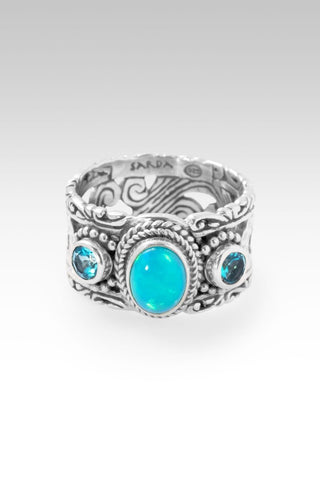 Hello New Horizon, Goodbye Barriers Ring™ in Paraiba Ethiopian Opal & Bali Breeze™ Mystic Topaz - Dinner - only found at SARDA™