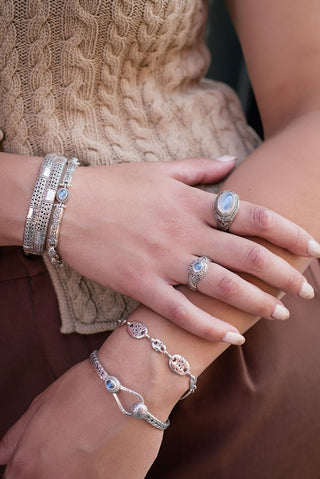 Hello Opportunity, Goodbye Negativity Ring™ in Rainbow Moonstone - Dinner - only found at SARDA™