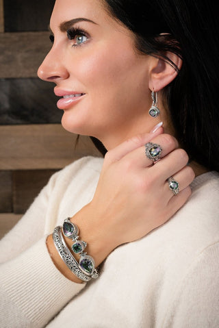 His Wonderful Works Earrings™ in Chrome Chameleon™ Mystic Quartz - Bali Wire - only found at SARDA™