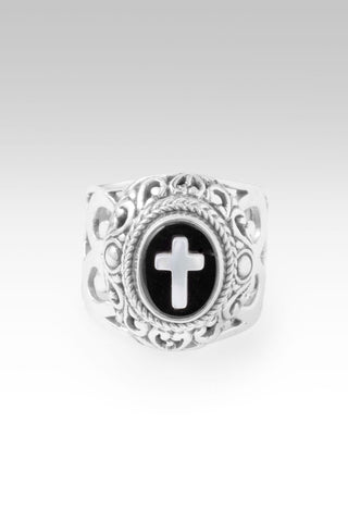 Hope's Arrival Ring™ in White Mother of Pearl Cross & Black Agate - Dinner - only found at SARDA™