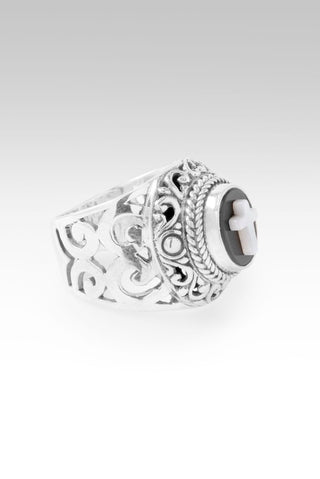 Hope's Arrival Ring™ in White Mother of Pearl Cross & Black Agate - Dinner - only found at SARDA™