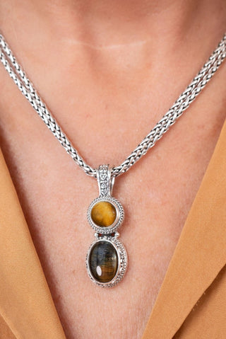 I Am His Treasure Pendant™ in Blue Tiger's Eye & Tiger's Eye - Multi Stone - only found at SARDA™