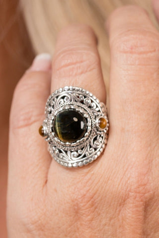 I Am His Treasure Ring™ in Blue Tiger's Eye & Tiger's Eye - Dinner - only found at SARDA™