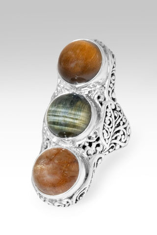 I Am His Treasure Ring™ in Tiger's Eye, Blue Tiger's Eye & Rutilated Quartz - Statement - only found at SARDA™