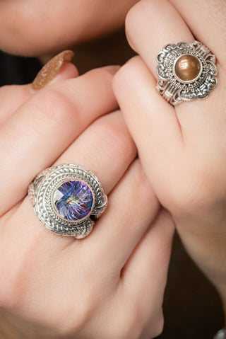 I Believe in Miracles Ring II™ in Northern Lights™ Mystic Quartz - Dinner - only found at SARDA™