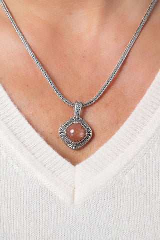I Surrender All Pendant™ in Peach Sunstone - Single Stone - only found at SARDA™